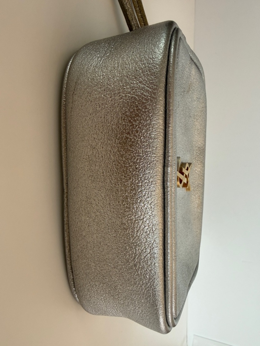Saint Laurent Metallic Silver Camera Crossbody with Fringe Zipper Pull - Picture 10 of 12